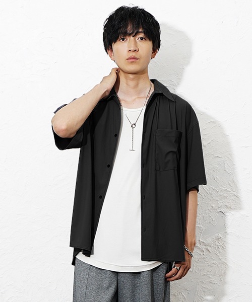 MinoriTY(マイノリティ)の「【MinoriTY】スーパーストレッチとろみシャツ メンズ 夏服 ユニセックス 半袖(シャツ/ブラウス・メンズ・ホワイト/チャコールグレー/ブラック・M/L/S)」の6枚目の写真