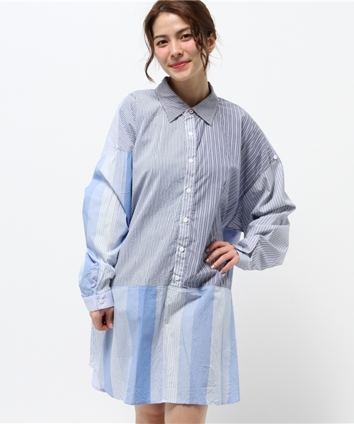 BEAMS BOY（ビームスボーイ）の「TORI-TO / 切替 オーバーシャツ（シャツ/ブラウス・レディース・ホワイト/ブルー・ONE SIZE）」の9枚目の写真