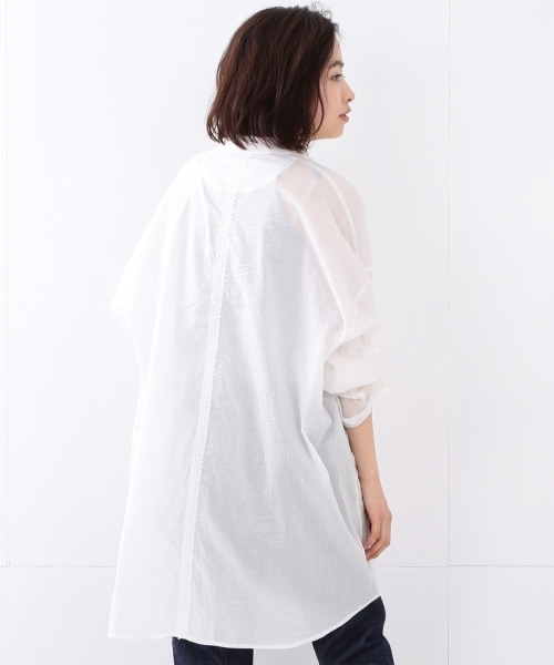 BEAMS BOY（ビームスボーイ）の「TORI-TO / 切替 オーバーシャツ（シャツ/ブラウス・レディース・ホワイト/ブルー・ONE SIZE）」の6枚目の写真