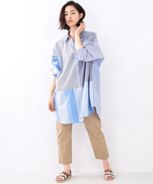 BEAMS BOY（ビームスボーイ）の「TORI-TO / 切替 オーバーシャツ（シャツ/ブラウス・レディース・ホワイト/ブルー・ONE SIZE）」の13枚目の写真