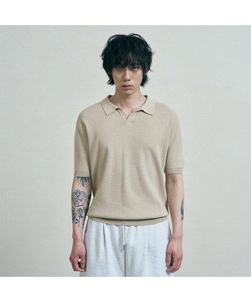FERNOV(ペルノブ)の「エッセンシャルポロニット6カラー(ニット/セーター・メンズ・ベージュ/ブラック/レンガ/カーキ/マスタード/ホワイト・2/3/1)」の3枚目の写真