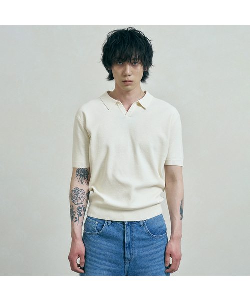 FERNOV(ペルノブ)の「エッセンシャルポロニット6カラー(ニット/セーター・メンズ・ベージュ/ブラック/レンガ/カーキ/マスタード/ホワイト・2/3/1)」の1枚目の写真
