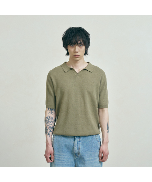 FERNOV(ペルノブ)の「エッセンシャルポロニット6カラー(ニット/セーター・メンズ・ベージュ/ブラック/レンガ/カーキ/マスタード/ホワイト・2/3/1)」の4枚目の写真