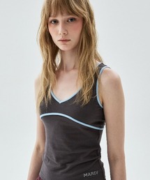 SLEEVELESS V NECK CONTRAST LINE / スリーブレス V ネック コントラスト ライン