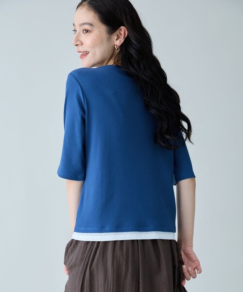 ANY(エニィ)の「フェイクレイヤード半袖プルオーバー(Tシャツ/カットソー・レディース・ライトグレー系/ブルー系/ダークブラウン系/レッド系・F)」の19枚目の写真