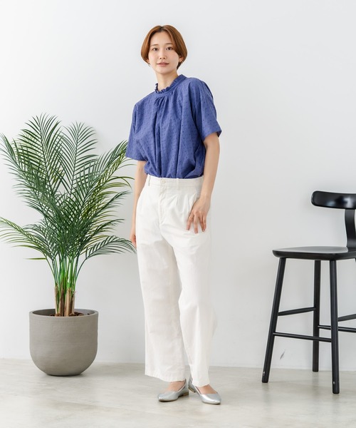 fort point(フォーポイント)の「【C-FORTPOINT/フォートポイント】【涼やかな綿素材】総柄刺繍ブラウス コットン100% シャツ プルオーバー 涼しい 体型カバー ナチュラル(シャツ/ブラウス・レディース・ダークブルー/ブラック/オフホワイト/カーキ・FREE)」の21枚目の写真