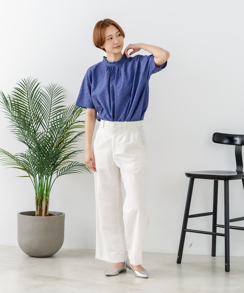 fort point(フォーポイント)の「【C-FORTPOINT/フォートポイント】【涼やかな綿素材】総柄刺繍ブラウス コットン100% シャツ プルオーバー 涼しい 体型カバー ナチュラル(シャツ/ブラウス・レディース・ダークブルー/ブラック/オフホワイト/カーキ・FREE)」の22枚目の写真