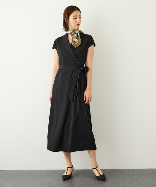 ROPE'（ロペ）の「ジャージラップフレンチスリーブワンピース/UVカット・接触冷感・吸水速乾・イージーケア（ワンピース・レディース・キャメル/ブラック・36/38）」の22枚目の写真