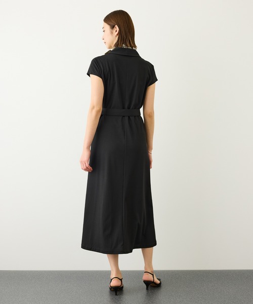 ROPE'（ロペ）の「ジャージラップフレンチスリーブワンピース/UVカット・接触冷感・吸水速乾・イージーケア（ワンピース・レディース・キャメル/ブラック・36/38）」の4枚目の写真