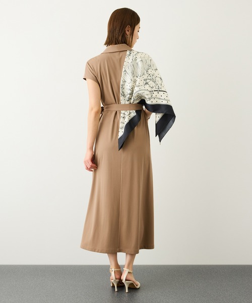 ROPE'（ロペ）の「ジャージラップフレンチスリーブワンピース/UVカット・接触冷感・吸水速乾・イージーケア（ワンピース・レディース・キャメル/ブラック・36/38）」の7枚目の写真