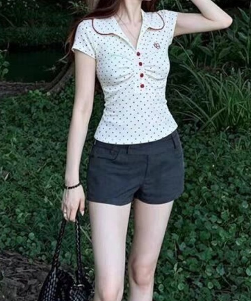 Vipoa(ヴィポア)の「ドットヘンリーロゴポロTシャツ(Tシャツ/カットソー・レディース・ホワイト・FREE)」の7枚目の写真