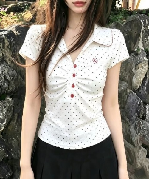 Vipoa(ヴィポア)の「ドットヘンリーロゴポロTシャツ(Tシャツ/カットソー・レディース・ホワイト・FREE)」の20枚目の写真