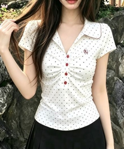 Vipoa(ヴィポア)の「ドットヘンリーロゴポロTシャツ(Tシャツ/カットソー・レディース・ホワイト・FREE)」の19枚目の写真