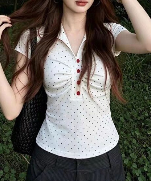 Vipoa(ヴィポア)の「ドットヘンリーロゴポロTシャツ(Tシャツ/カットソー・レディース・ホワイト・FREE)」の18枚目の写真