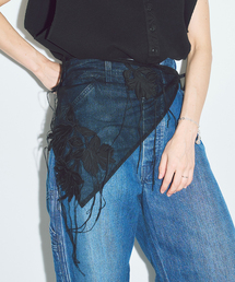 CITYSHOP | MARGE FRAYED EMBROIDERY SCARF 1012-0108-035：スカーフ(バンダナ/スカーフ)