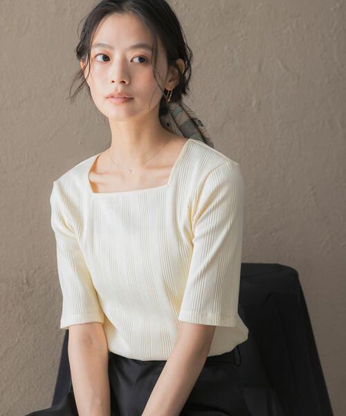 URBAN RESEARCH ROSSO WOMEN(アーバンリサーチ ロッソ)の「汗染み防止スクエアネックプルオーバー(Tシャツ/カットソー・レディース・ブラック/オフホワイト/ブルー系その他・FREE)」の15枚目の写真