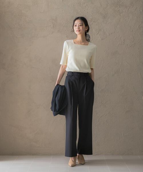 URBAN RESEARCH ROSSO WOMEN(アーバンリサーチ ロッソ)の「汗染み防止スクエアネックプルオーバー(Tシャツ/カットソー・レディース・ブラック/オフホワイト/ブルー系その他・FREE)」の16枚目の写真