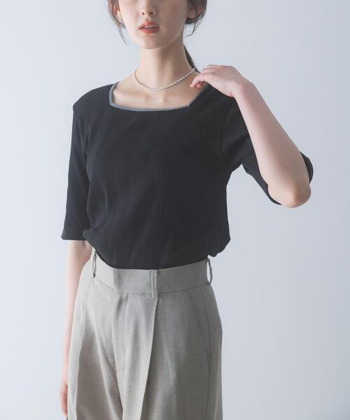 URBAN RESEARCH ROSSO WOMEN(アーバンリサーチ ロッソ)の「汗染み防止スクエアネックプルオーバー(Tシャツ/カットソー・レディース・ブラック/オフホワイト/ブルー系その他・FREE)」の21枚目の写真