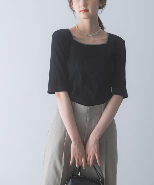URBAN RESEARCH ROSSO WOMEN(アーバンリサーチ ロッソ)の「汗染み防止スクエアネックプルオーバー(Tシャツ/カットソー・レディース・ブラック/オフホワイト/ブルー系その他・FREE)」の22枚目の写真