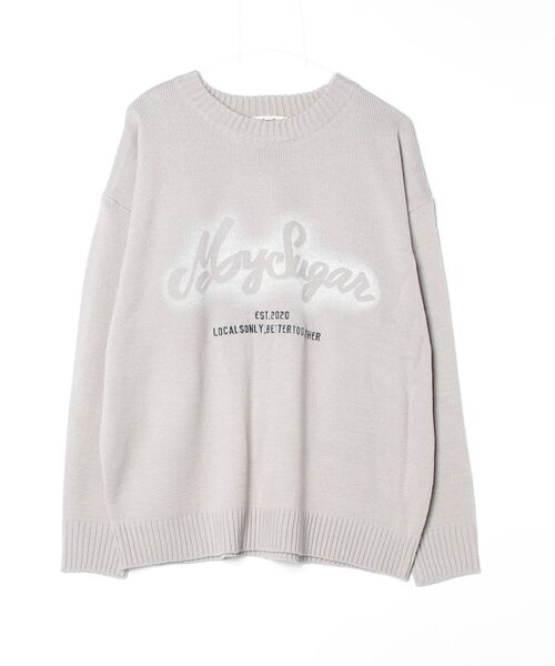My sugar Babe（マイシュガーベイブ）の「spray logo knit（スウェット・メンズ・グレー/ブルー/ブラック・LARGE/MEDIUM）」の3枚目の写真