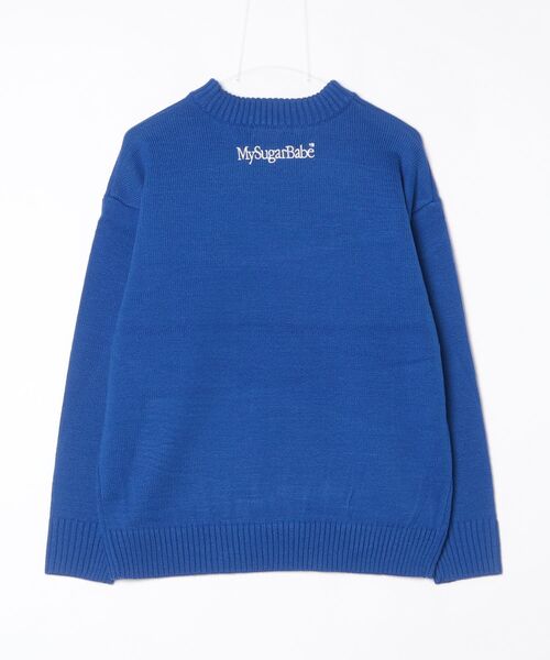 My sugar Babe（マイシュガーベイブ）の「spray logo knit（スウェット・メンズ・グレー/ブルー/ブラック・LARGE/MEDIUM）」の4枚目の写真