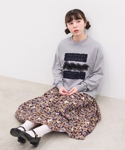 l'atelier du savon(アトリエドサボン)の「踊る街 プリントラグラン ギャザーロングスカート(スカート・レディース・ネイビー/グリーン・FREE)」の9枚目の写真