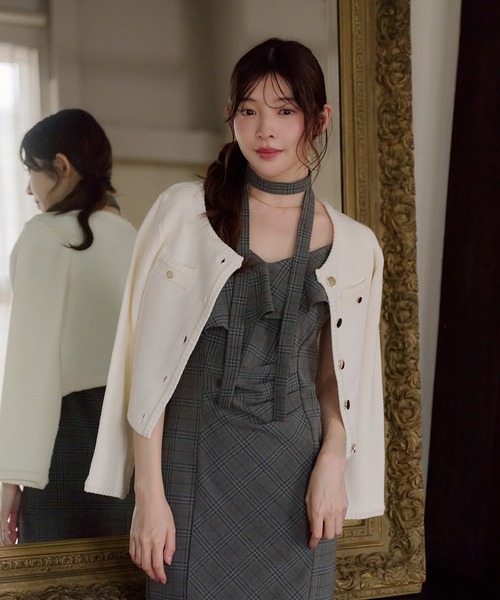 fupel(フぺル)の「frill check cami onepiece / フリルチェックキャミワンピース(ワンピース・レディース・ブラウン/グレー・FREE)」の1枚目の写真