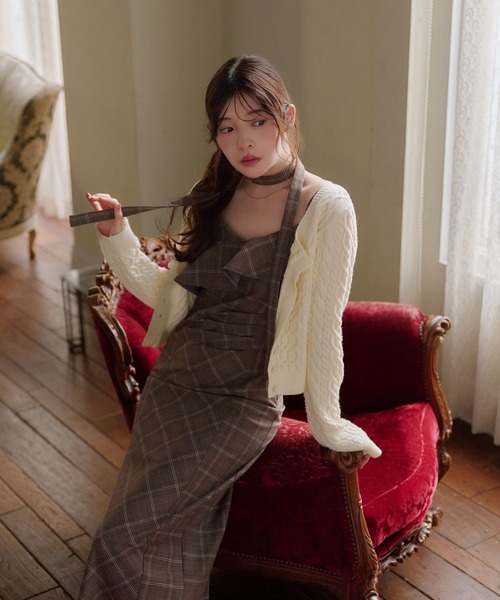 fupel(フぺル)の「frill check cami onepiece / フリルチェックキャミワンピース(ワンピース・レディース・ブラウン/グレー・FREE)」の16枚目の写真