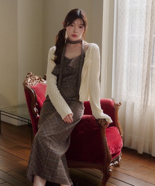 fupel(フぺル)の「frill check cami onepiece / フリルチェックキャミワンピース(ワンピース・レディース・ブラウン/グレー・FREE)」の18枚目の写真