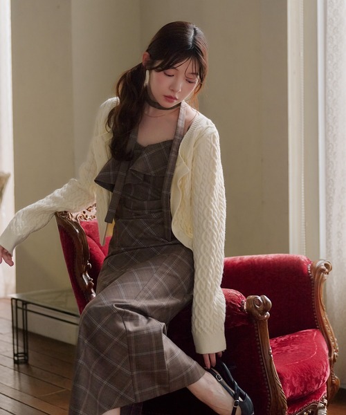 fupel(フぺル)の「frill check cami onepiece / フリルチェックキャミワンピース(ワンピース・レディース・ブラウン/グレー・FREE)」の20枚目の写真