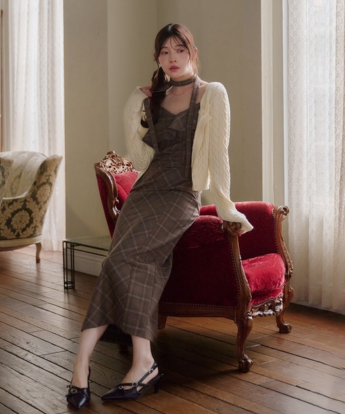 fupel(フぺル)の「frill check cami onepiece / フリルチェックキャミワンピース(ワンピース・レディース・ブラウン/グレー・FREE)」の21枚目の写真