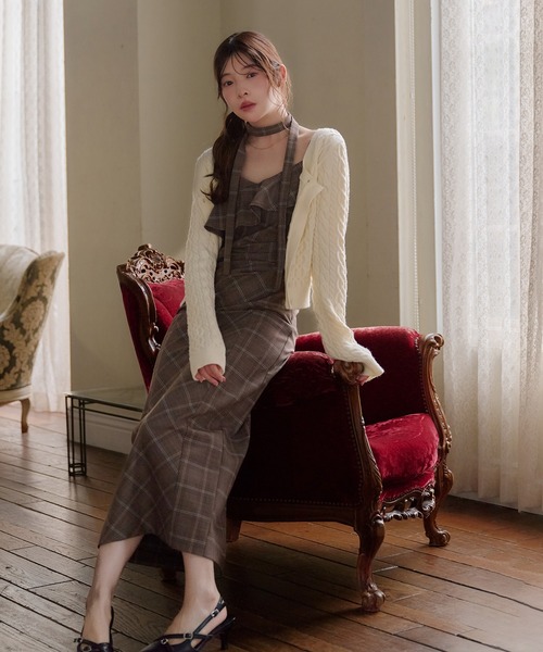 fupel(フぺル)の「frill check cami onepiece / フリルチェックキャミワンピース(ワンピース・レディース・ブラウン/グレー・FREE)」の22枚目の写真