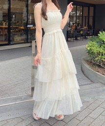 Check chiffon mermaid onepiece(eme11019)（ワンピース）｜M me eme