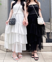 Check chiffon mermaid onepiece(eme11019)（ワンピース）｜M me eme