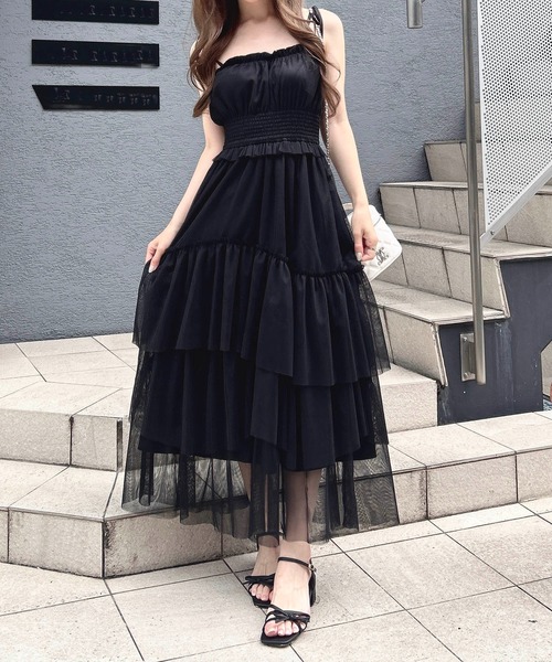INGNI(イング)の「【WEB限定】チュールイレヘムティアードロングワンピース(ワンピース・レディース・ホワイト系その他3/オフホワイト/ブラック/チャコールグレー・M)」の9枚目の写真