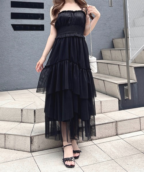 INGNI(イング)の「【WEB限定】チュールイレヘムティアードロングワンピース(ワンピース・レディース・ホワイト系その他3/オフホワイト/ブラック/チャコールグレー・M)」の10枚目の写真