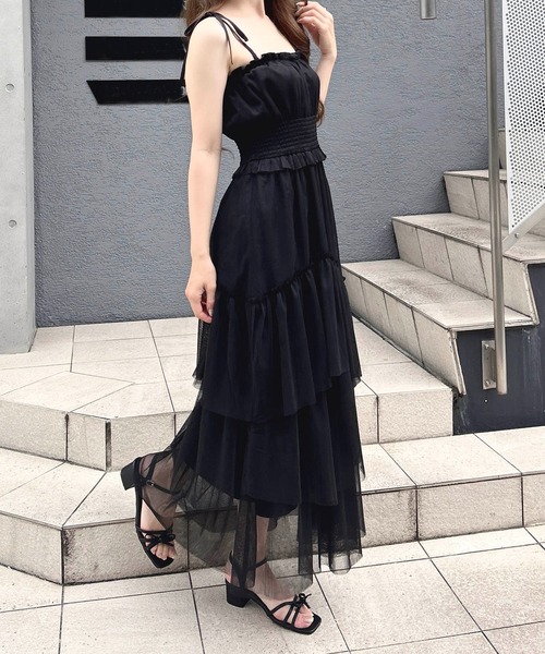 INGNI(イング)の「【WEB限定】チュールイレヘムティアードロングワンピース(ワンピース・レディース・ホワイト系その他3/オフホワイト/ブラック/チャコールグレー・M)」の11枚目の写真