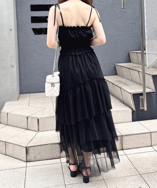 INGNI(イング)の「【WEB限定】チュールイレヘムティアードロングワンピース(ワンピース・レディース・ホワイト系その他3/オフホワイト/ブラック/チャコールグレー・M)」の12枚目の写真