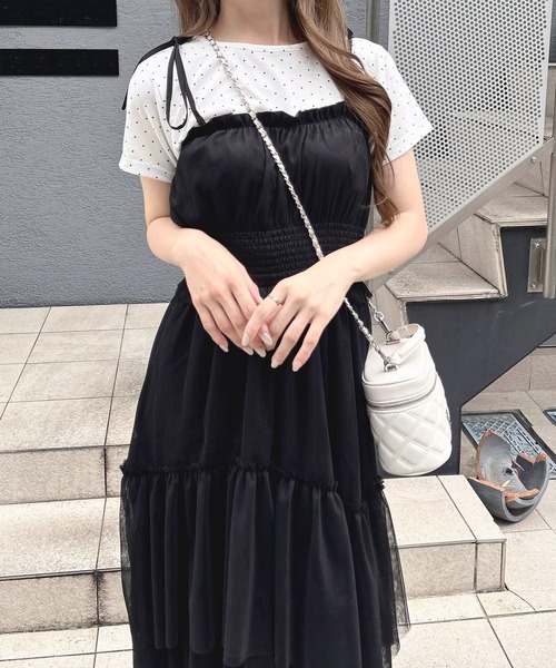 INGNI(イング)の「【WEB限定】チュールイレヘムティアードロングワンピース(ワンピース・レディース・ホワイト系その他3/オフホワイト/ブラック/チャコールグレー・M)」の14枚目の写真