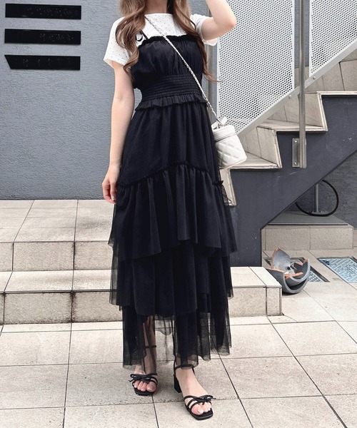 INGNI(イング)の「【WEB限定】チュールイレヘムティアードロングワンピース(ワンピース・レディース・ホワイト系その他3/オフホワイト/ブラック/チャコールグレー・M)」の15枚目の写真