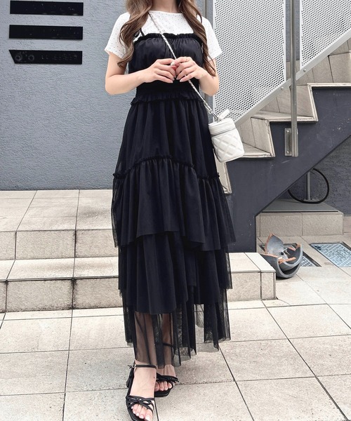 INGNI(イング)の「【WEB限定】チュールイレヘムティアードロングワンピース(ワンピース・レディース・ホワイト系その他3/オフホワイト/ブラック/チャコールグレー・M)」の16枚目の写真
