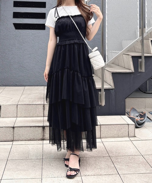 INGNI(イング)の「【WEB限定】チュールイレヘムティアードロングワンピース(ワンピース・レディース・ホワイト系その他3/オフホワイト/ブラック/チャコールグレー・M)」の17枚目の写真
