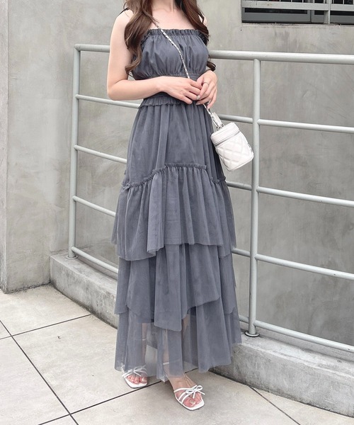 INGNI(イング)の「【WEB限定】チュールイレヘムティアードロングワンピース(ワンピース・レディース・ホワイト系その他3/オフホワイト/ブラック/チャコールグレー・M)」の18枚目の写真