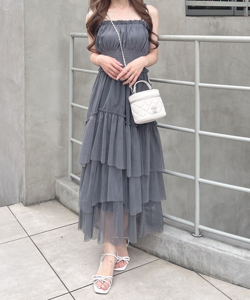 INGNI(イング)の「【WEB限定】チュールイレヘムティアードロングワンピース(ワンピース・レディース・ホワイト系その他3/オフホワイト/ブラック/チャコールグレー・M)」の19枚目の写真