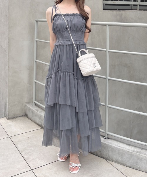 INGNI(イング)の「【WEB限定】チュールイレヘムティアードロングワンピース(ワンピース・レディース・ホワイト系その他3/オフホワイト/ブラック/チャコールグレー・M)」の20枚目の写真