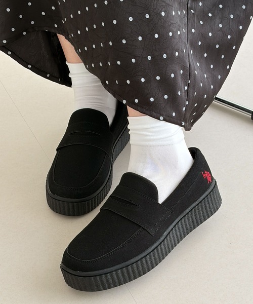 U.S. POLO ASSN.(ユーエスポロアッスン)の「GeeRA別注【U.S. POLO ASSN.】厚底ローファー(ローファー・レディース・ブラック/キャメル/ベージュ・24.5cm/24cm/23.5cm/23cm/22.5cm)」の1枚目の写真