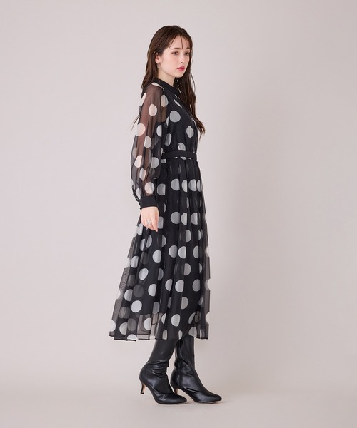 Audie a Muses（オーディアミューズ）の「クラシカルドットプリントワンピース（ワンピース・レディース・ブラック・38/40/42）」の9枚目の写真