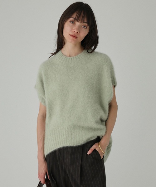 BABYLONE(バビロン)の「FOXカシミヤヘムベスト(ニット/セーター・レディース・ダークネイビー/レモンイエロー/ライトグリーン・フリー)」の19枚目の写真