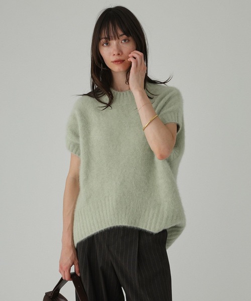BABYLONE(バビロン)の「FOXカシミヤヘムベスト(ニット/セーター・レディース・ダークネイビー/レモンイエロー/ライトグリーン・フリー)」の20枚目の写真