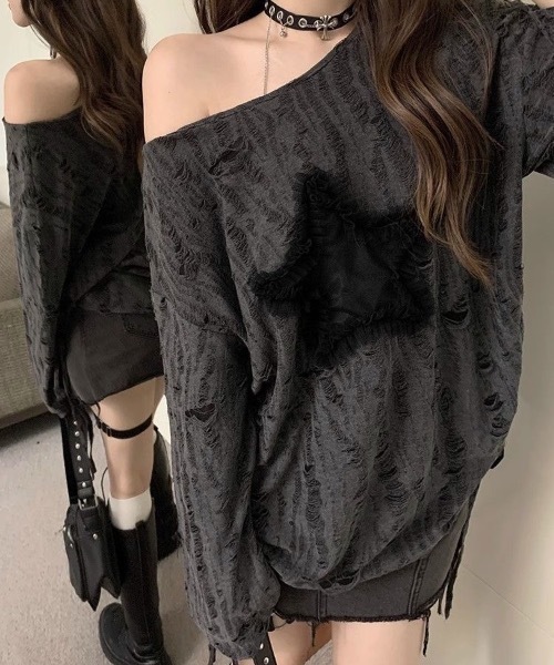 Teem Store(チームストア)の「星ワッペンダメージ加工ロンT(Tシャツ/カットソー・レディース・グレー・S/M)」の17枚目の写真